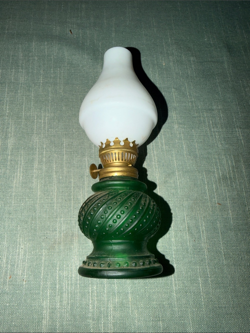Vintage Green Vintage-Style Table Lamp with White Glass Shade